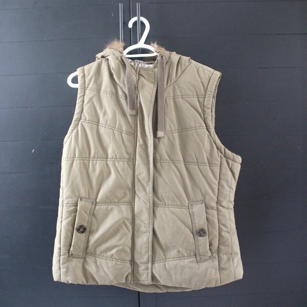 Denver Hayes Vintage Series Green Furry Hood Vest - Size: XL